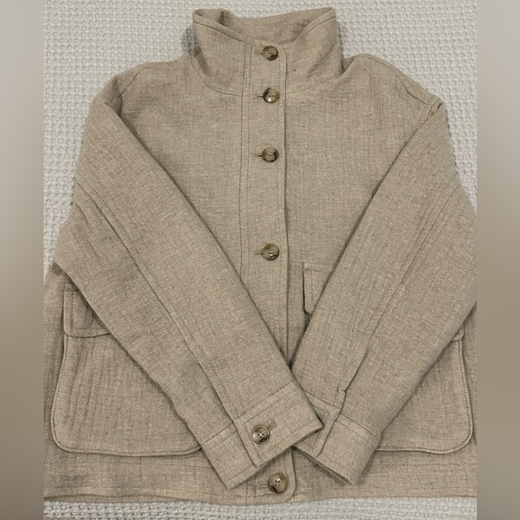 Madewell Clairmont Crop Jacket Women’s S Wool Blend Oversized Barn Jacket Beige - Picture 6 of 15